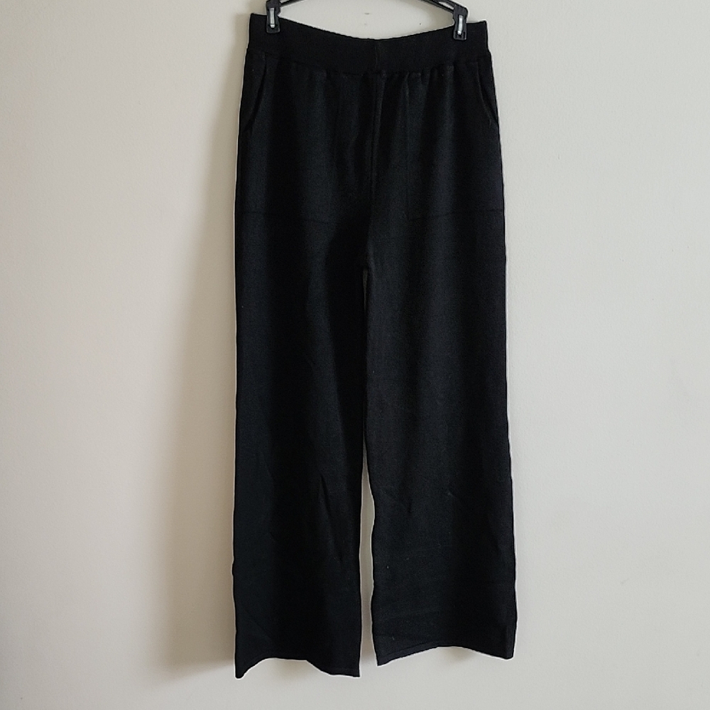 La Fée Maraboutée Paris Black Knit Wide-Leg Pants Made In Italy Womans Med- Lg